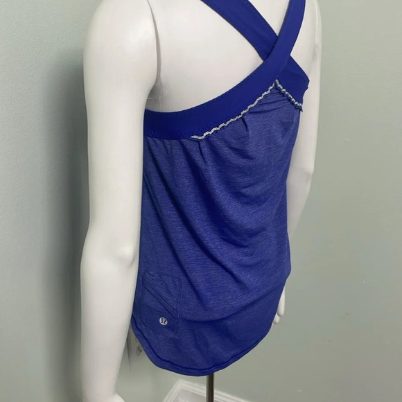 Lululemon Run Team Spirit Tank Top Size 4 Purple Workout Sporty Ruffle - Picture 11 of 15